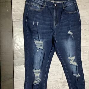 SHEIN Curve Distressed Ripped Blue Jeans Women’s Plus Size 2XL Stretch Denim